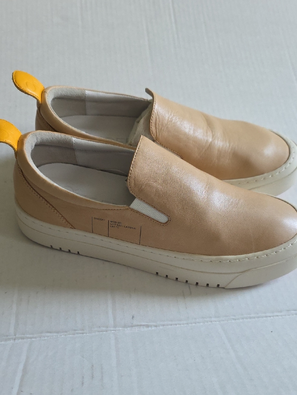 ONCEPT LAGUNA Leather Slip-On Sneakers with Yellow Heel Tab